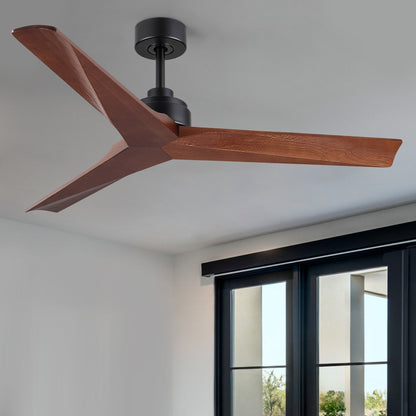 Ventilateur de plafond moderne de 52 pouces en bois massif/ABS avec télécommande (sans éclairage), 6 vitesses de vent, flux d'air réversible.