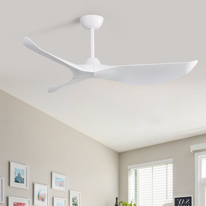 Ventilateur de plafond moderne de 52 pouces en bois massif/ABS avec télécommande (sans éclairage), 6 vitesses de vent, flux d'air réversible.