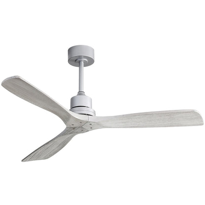 Ventilateur de plafond moderne de 52 pouces en bois massif/ABS avec télécommande (sans éclairage), 6 vitesses de vent, flux d'air réversible.