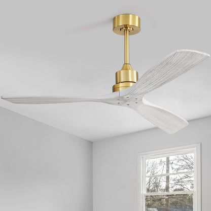 Ventilateur de plafond moderne de 52 pouces en bois massif/ABS avec télécommande (sans éclairage), 6 vitesses de vent, flux d'air réversible.