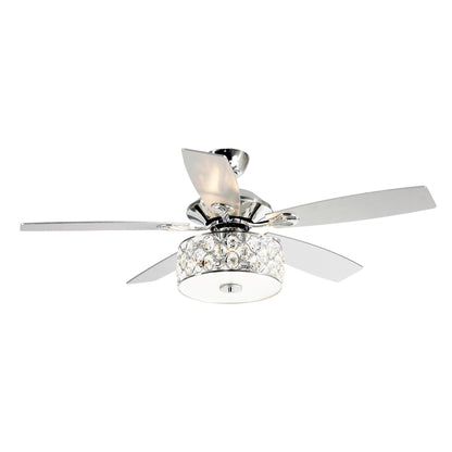 52 pouces Lustre moderne à 4 lumières avec ventilateur de plafond à cristaux et télécommande