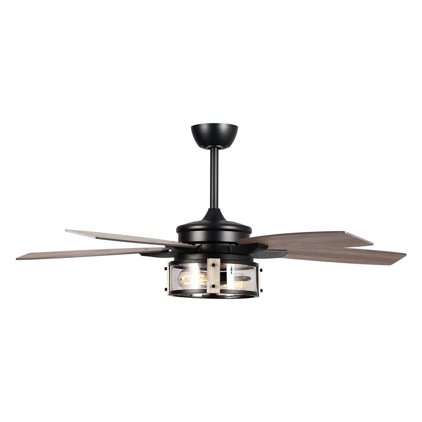 Ventilateur de plafond intérieur à 5 pales en bois noir rustique de 52 pouces avec télécommande