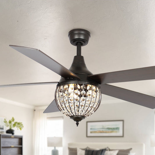 Ventilateur de plafond industriel à 5 pales en bois noir avec télécommande