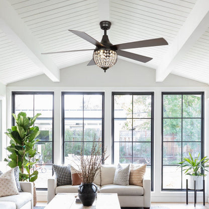 Ventilateur de plafond industriel à 5 pales en bois noir avec télécommande