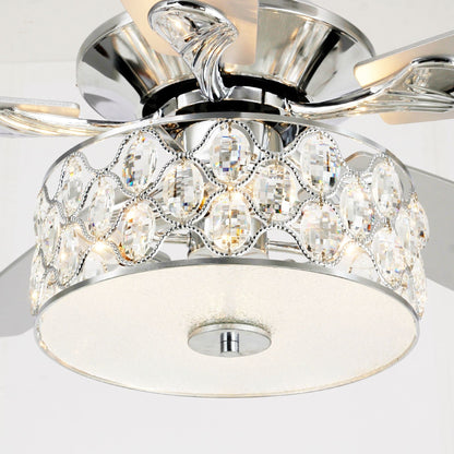 52 pouces Lustre moderne à 4 lumières avec ventilateur de plafond à cristaux et télécommande
