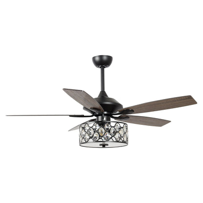 52 pouces Lustre moderne à 4 lumières avec ventilateur de plafond à cristaux et télécommande