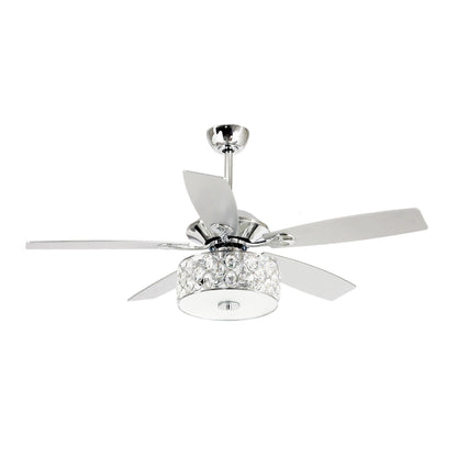 52 pouces Lustre moderne à 4 lumières avec ventilateur de plafond à cristaux et télécommande