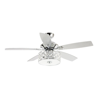 52 pouces Lustre moderne à 4 lumières avec ventilateur de plafond à cristaux et télécommande