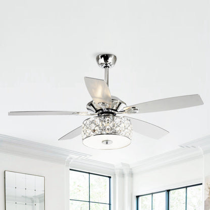 52 pouces Lustre moderne à 4 lumières avec ventilateur de plafond à cristaux et télécommande