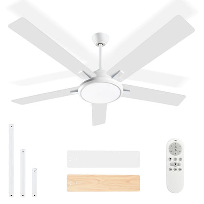Ventilateurs de plafond modernes de 52 pouces avec éclairage et télécommande, LED à intensité variable