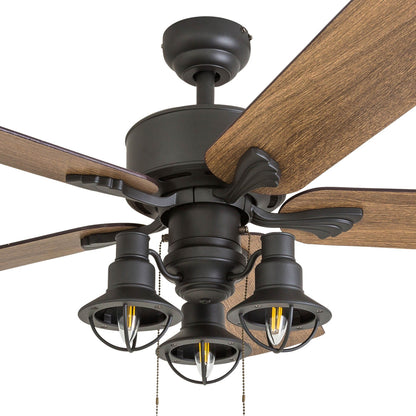 Ventilateur de plafond LED à 52 pouces Prominence Home Sivan Bronze, style farmhouse, avec éclairage, télécommande
