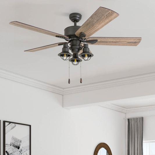 Ventilateur de plafond LED à 52 pouces Prominence Home Sivan Bronze, style farmhouse, avec éclairage, télécommande