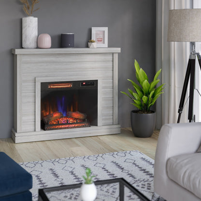 Mantel de cheminée à lambris de 52 pouces avec insert de foyer 3D