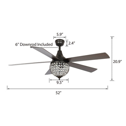 Ventilateur de plafond industriel à 5 pales en bois noir avec télécommande