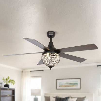Ventilateur de plafond industriel à 5 pales en bois noir avec télécommande