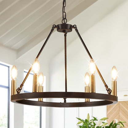 Luminaire à 24 lumières en forme de roue de charrette ronde de 54 pouces