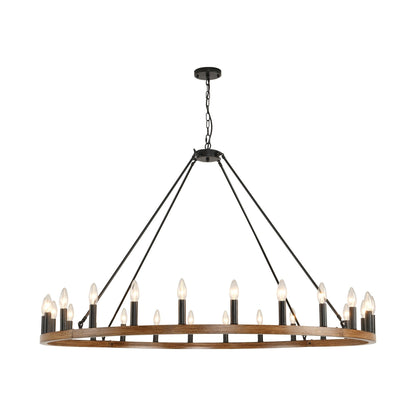 Luminaire à 24 lumières en forme de roue de charrette ronde de 54 pouces