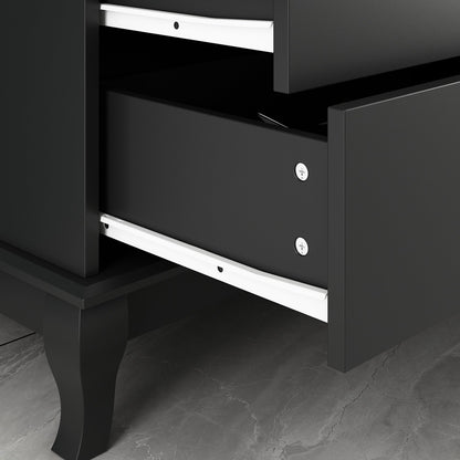 Commode de chambre à coucher double de 135 cm de large avec tiroirs de rangement