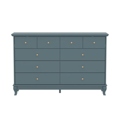 Commode de chambre à coucher double de 135 cm de large avec tiroirs de rangement