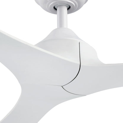 Ventilateur de plafond à 56 pouces, moderne, noir, à 3 pales, avec moteur à courant continu et télécommande.