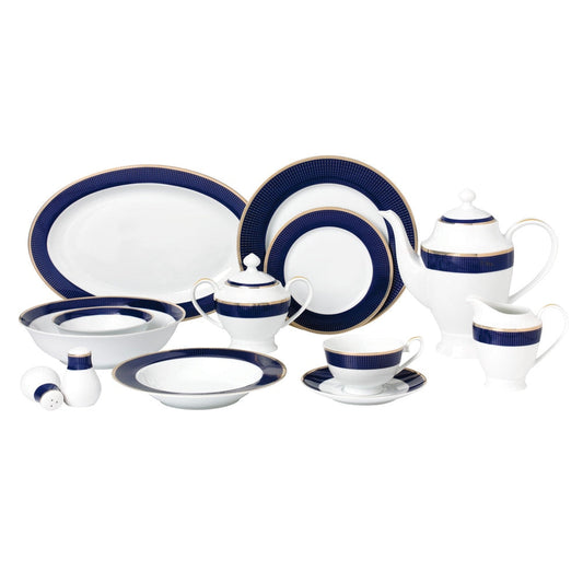 Service de table en porcelaine fine 57 pièces - Minuit - Or