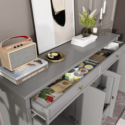 Buffet à 59,1 pouces, blanc, style moderne contemporain du milieu du siècle, laqué.
