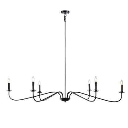 Luminaire minimaliste à 6 lumières de 64 pouces en noir mat / doré / chromé - N/A