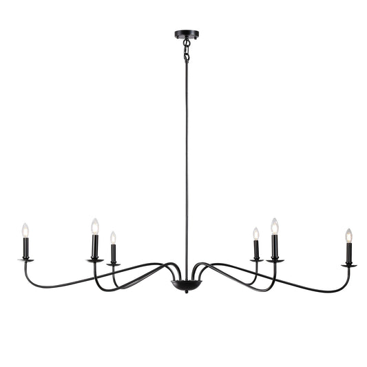Luminaire minimaliste à 6 lumières de 64 pouces en noir mat / doré / chromé - N/A