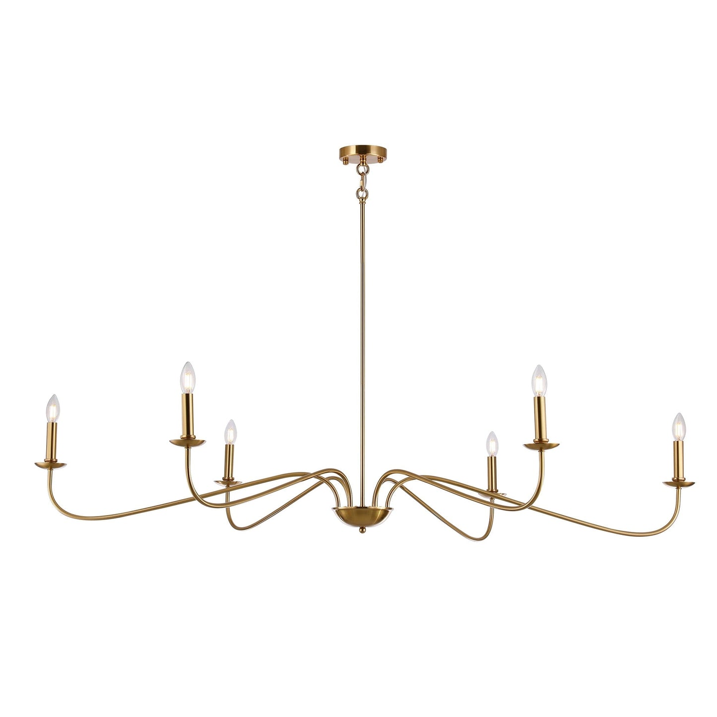 Luminaire minimaliste à 6 lumières de 64 pouces en noir mat / doré / chromé - N/A