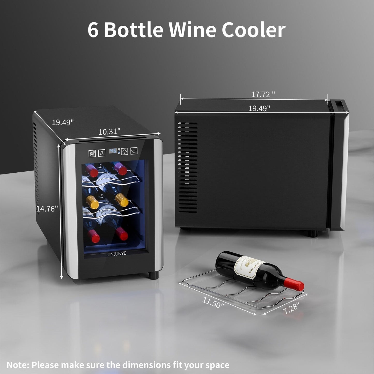 Cave à vin réfrigérante 6 bouteilles (46-66°F), mini réfrigérateur à boissons indépendant pour l'été, cave à vin avec contrôle de température.