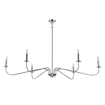 Luminaire minimaliste à 6 lumières de 64 pouces en noir mat / doré / chromé - N/A