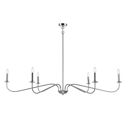 Luminaire minimaliste à 6 lumières de 64 pouces en noir mat / doré / chromé - N/A