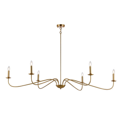 Luminaire minimaliste à 6 lumières de 64 pouces en noir mat / doré / chromé - N/A