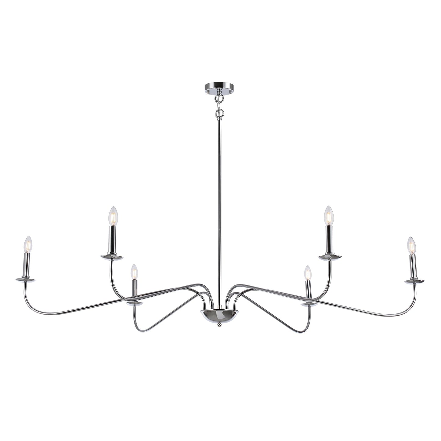Luminaire minimaliste à 6 lumières de 64 pouces en noir mat / doré / chromé - N/A