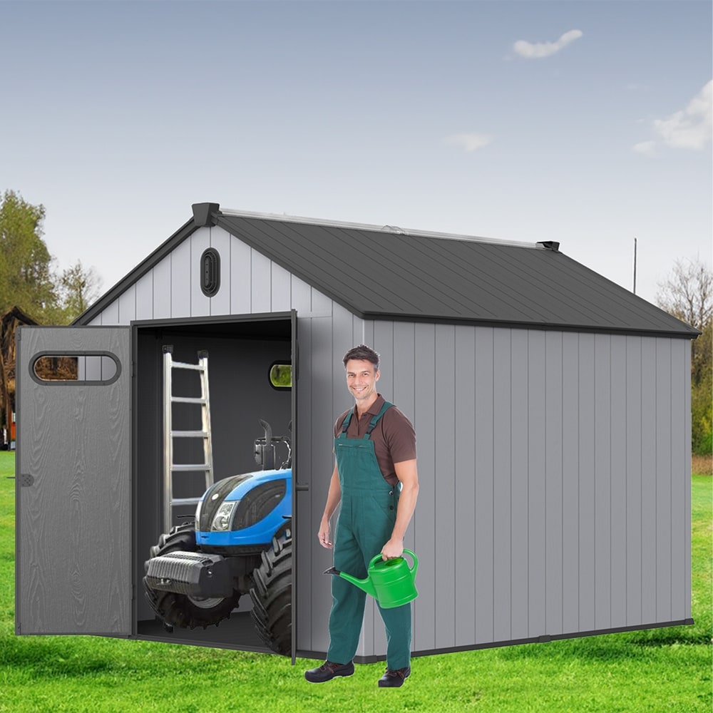Abri de jardin en résine pour extérieur, résistant aux intempéries, avec plancher, Spire Tool Shed, 6 pi x 4 pi/6 pi x 8 pi/8 pi x 6 pi/8 pi x 10 pi