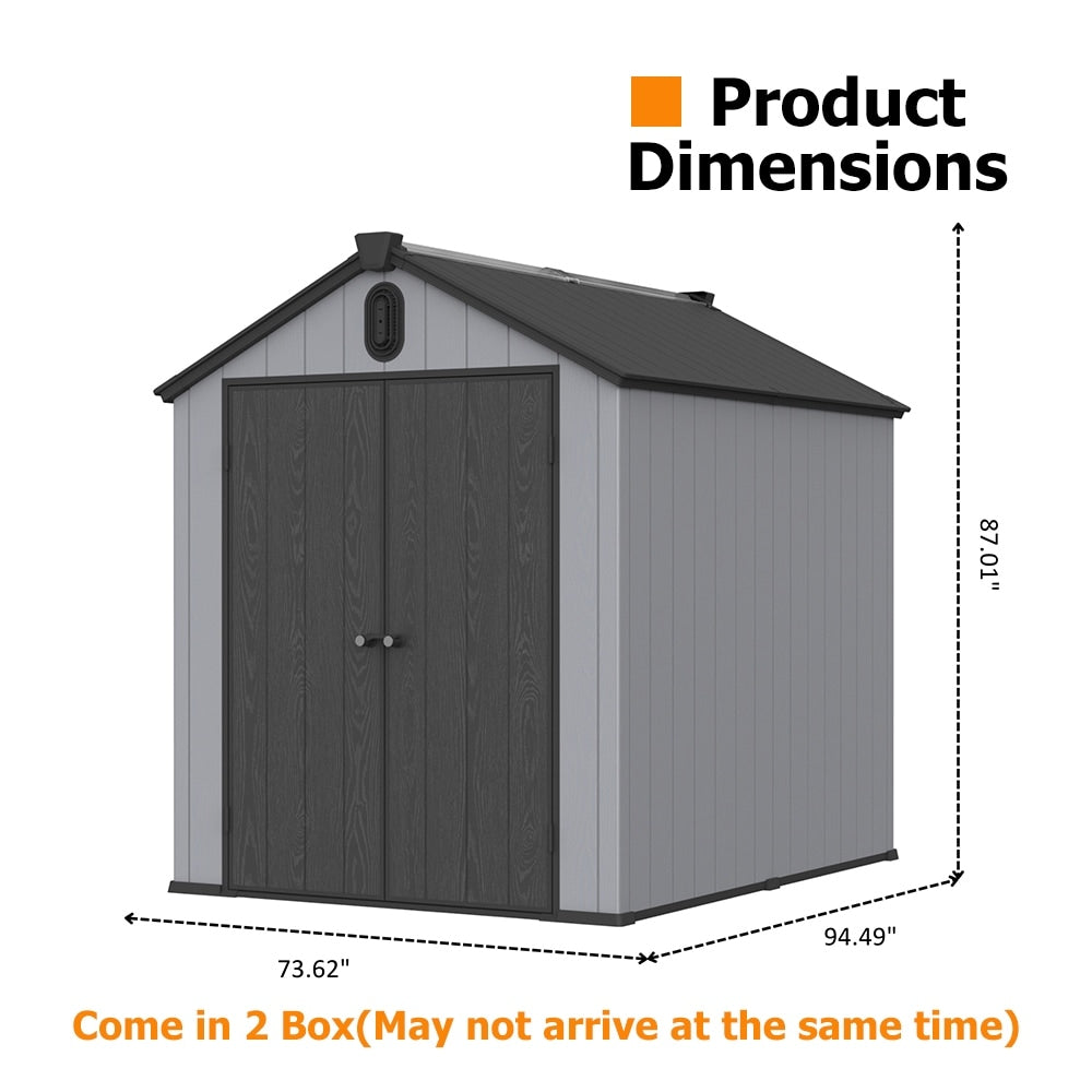 Abri de jardin en résine pour extérieur, résistant aux intempéries, avec plancher, Spire Tool Shed, 6 pi x 4 pi/6 pi x 8 pi/8 pi x 6 pi/8 pi x 10 pi