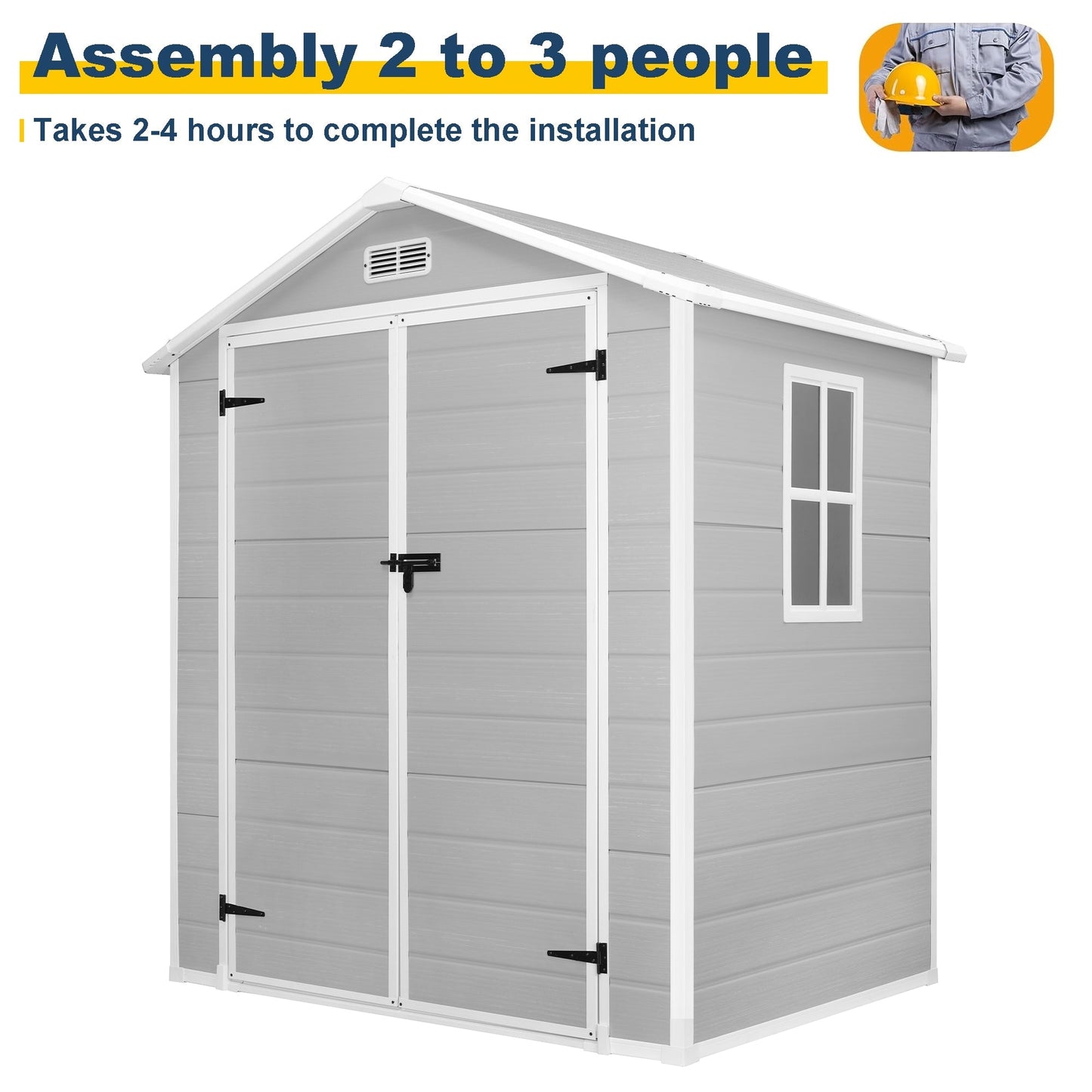 Abri de jardin en résine pour extérieur, résistant aux intempéries, avec plancher, Spire Tool Shed, 6 pi x 4 pi/6 pi x 8 pi/8 pi x 6 pi/8 pi x 10 pi