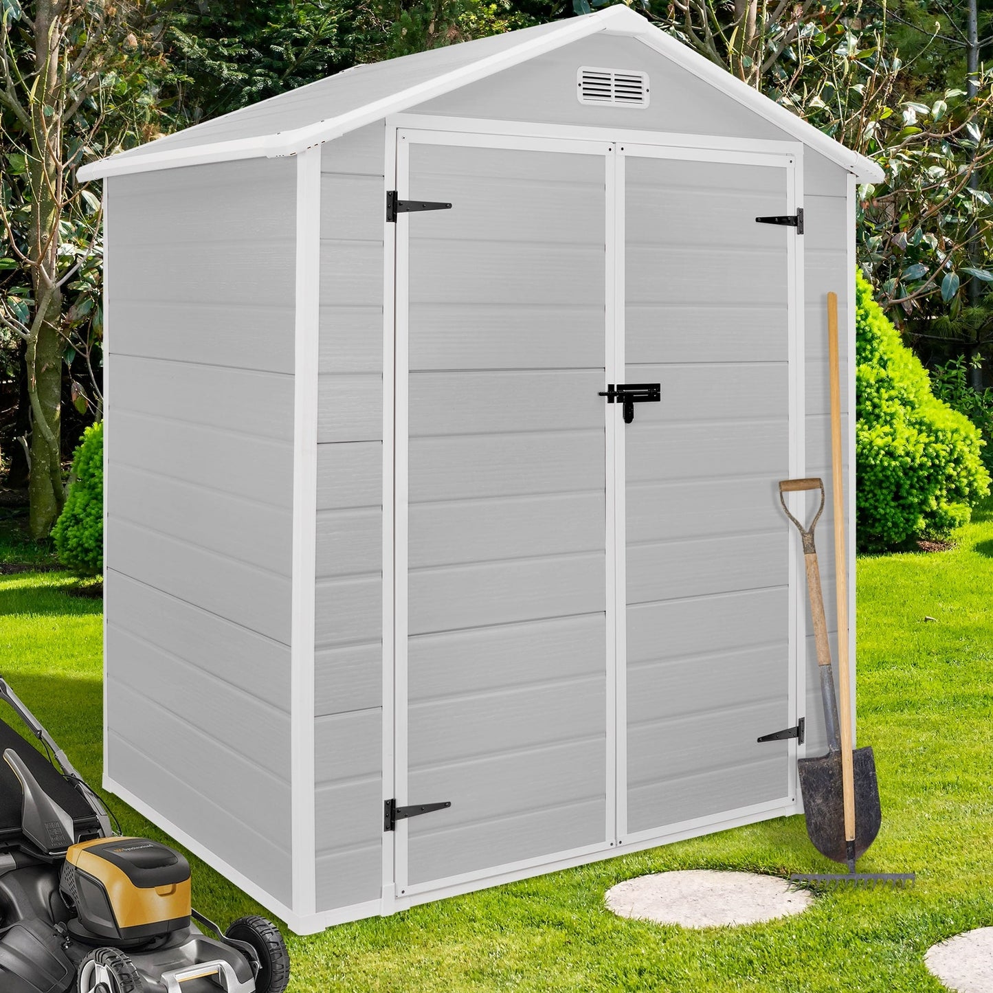 Abri de jardin en résine pour extérieur, résistant aux intempéries, avec plancher, Spire Tool Shed, 6 pi x 4 pi/6 pi x 8 pi/8 pi x 6 pi/8 pi x 10 pi