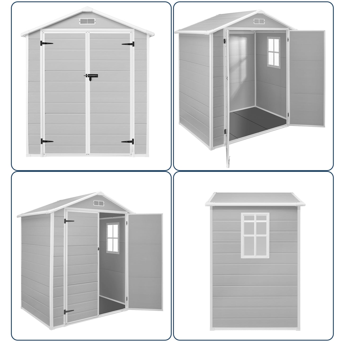 Abri de jardin en résine pour extérieur, résistant aux intempéries, avec plancher, Spire Tool Shed, 6 pi x 4 pi/6 pi x 8 pi/8 pi x 6 pi/8 pi x 10 pi