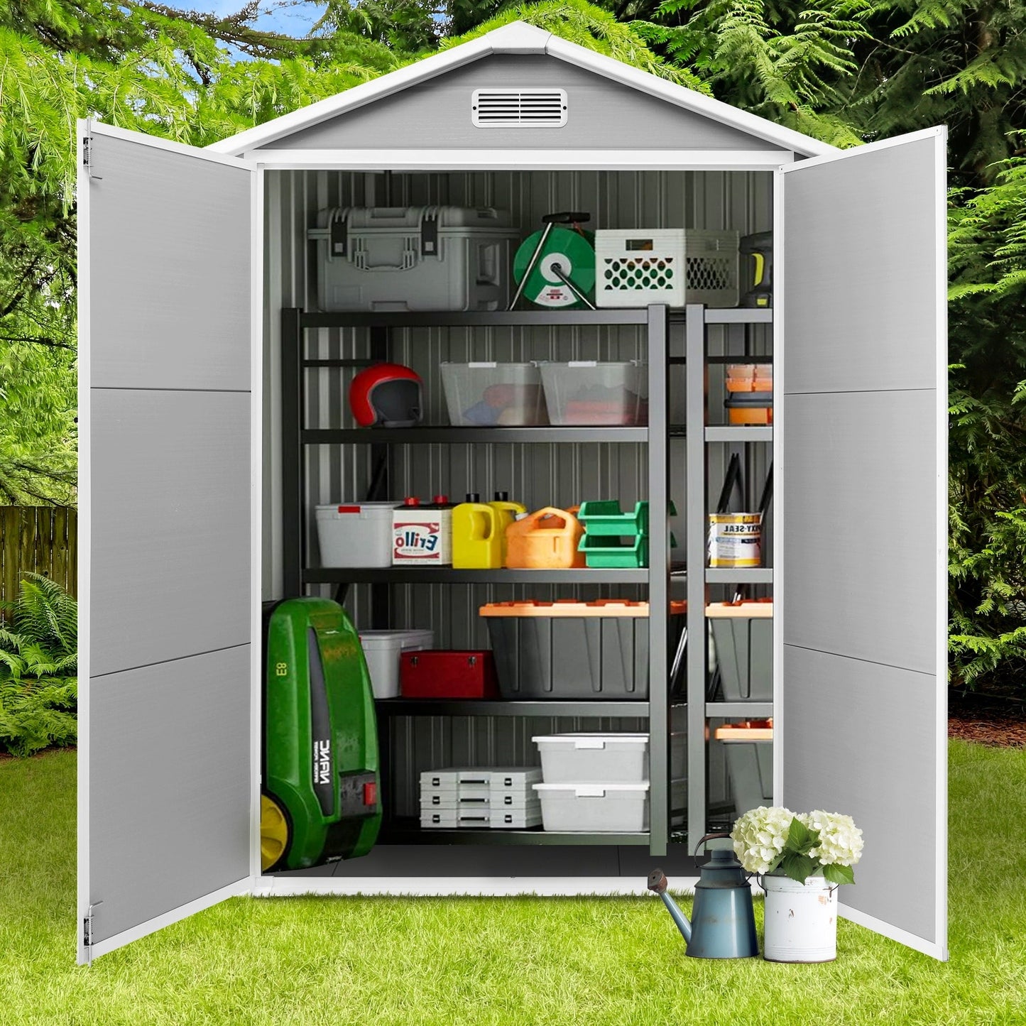 Abri de jardin en résine pour extérieur, résistant aux intempéries, avec plancher, Spire Tool Shed, 6 pi x 4 pi/6 pi x 8 pi/8 pi x 6 pi/8 pi x 10 pi