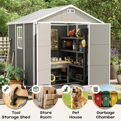 Abri de jardin en résine pour extérieur, résistant aux intempéries, avec plancher, Spire Tool Shed, 6 pi x 4 pi/6 pi x 8 pi/8 pi x 6 pi/8 pi x 10 pi
