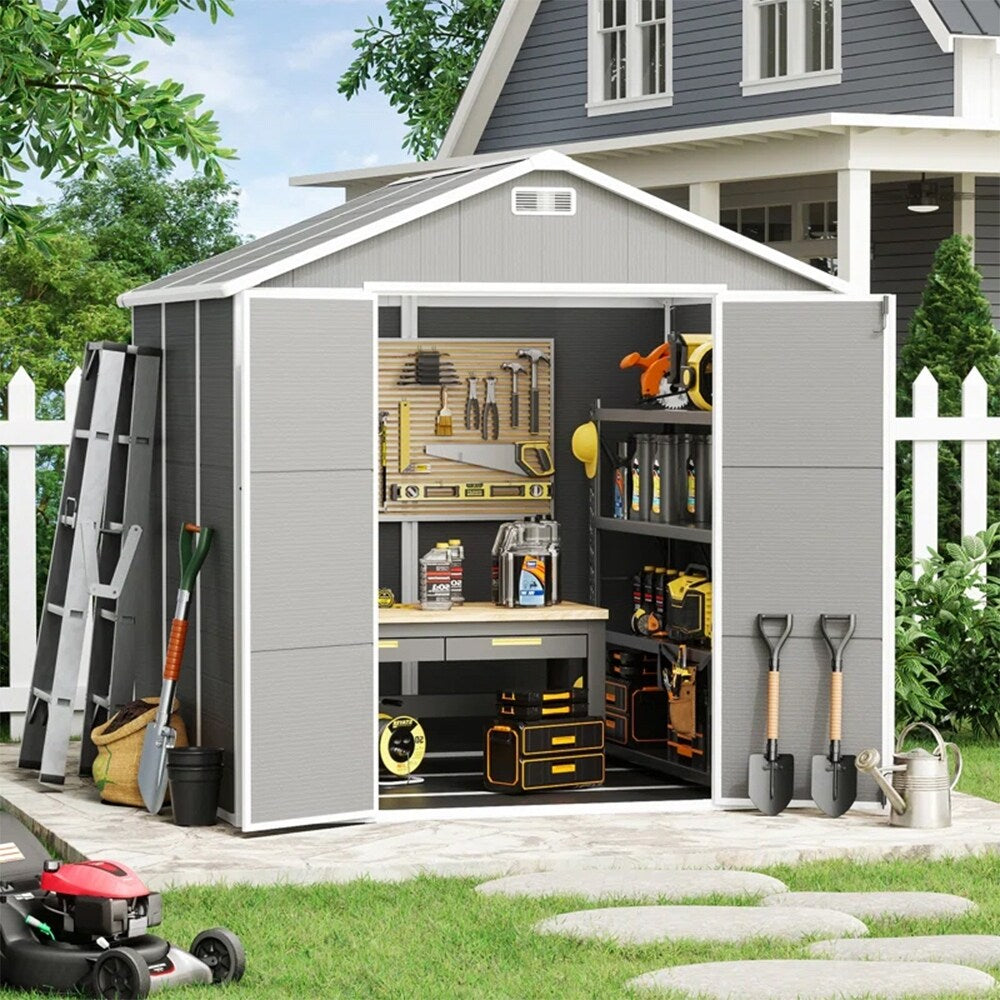 Abri de jardin en résine pour extérieur, résistant aux intempéries, avec plancher, Spire Tool Shed, 6 pi x 4 pi/6 pi x 8 pi/8 pi x 6 pi/8 pi x 10 pi