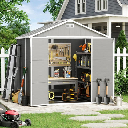 Abri de jardin en résine pour extérieur, résistant aux intempéries, avec plancher, Spire Tool Shed, 6 pi x 4 pi/6 pi x 8 pi/8 pi x 6 pi/8 pi x 10 pi