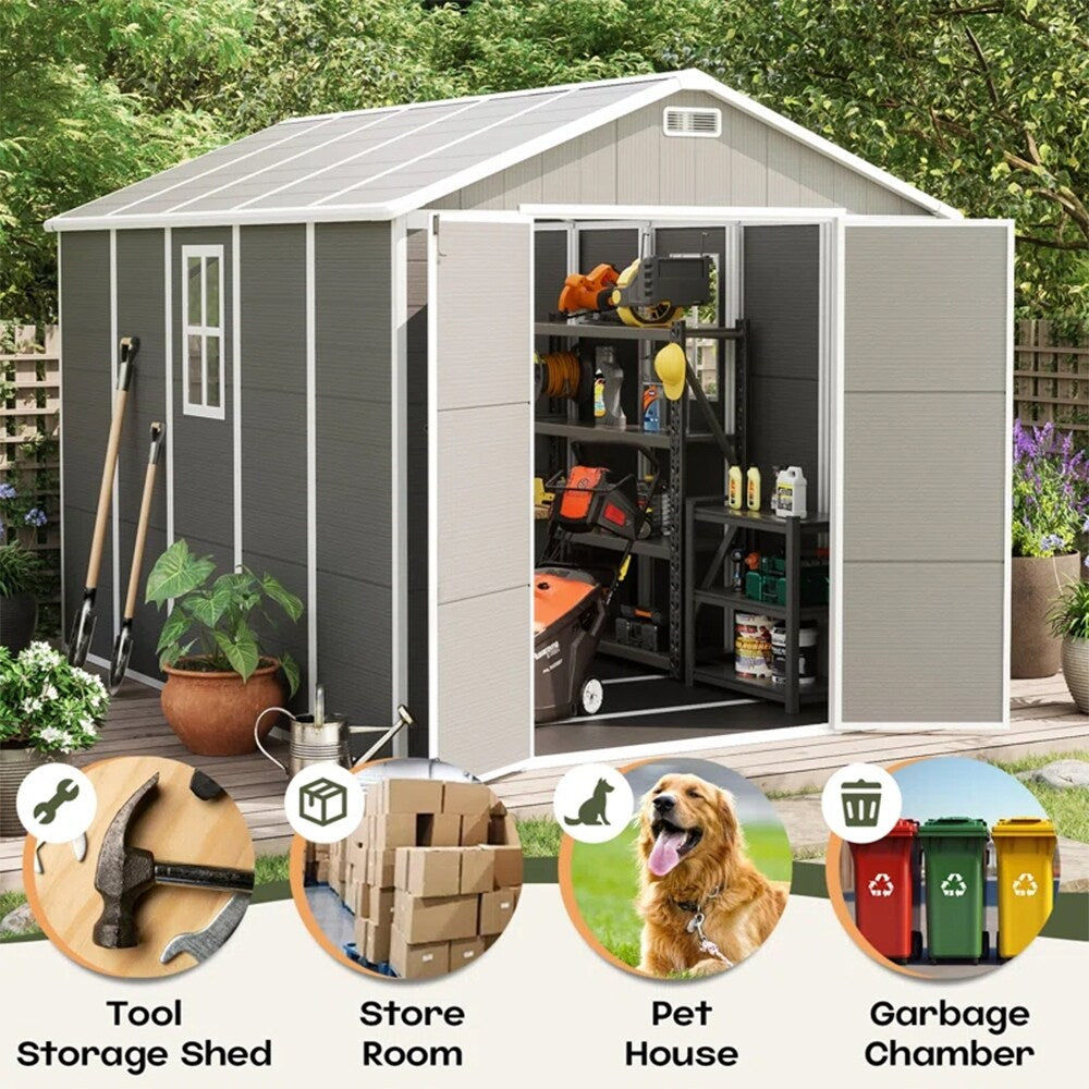 Abri de jardin en résine pour extérieur, résistant aux intempéries, avec plancher, Spire Tool Shed, 6 pi x 4 pi/6 pi x 8 pi/8 pi x 6 pi/8 pi x 10 pi