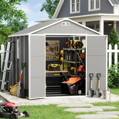 Abri de jardin en résine pour extérieur, résistant aux intempéries, avec plancher, Spire Tool Shed, 6 pi x 4 pi/6 pi x 8 pi/8 pi x 6 pi/8 pi x 10 pi