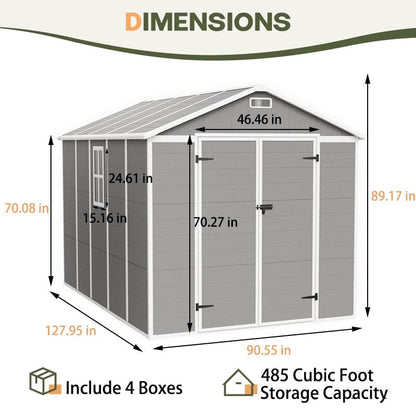 Abri de jardin en résine pour extérieur, résistant aux intempéries, avec plancher, Spire Tool Shed, 6 pi x 4 pi/6 pi x 8 pi/8 pi x 6 pi/8 pi x 10 pi