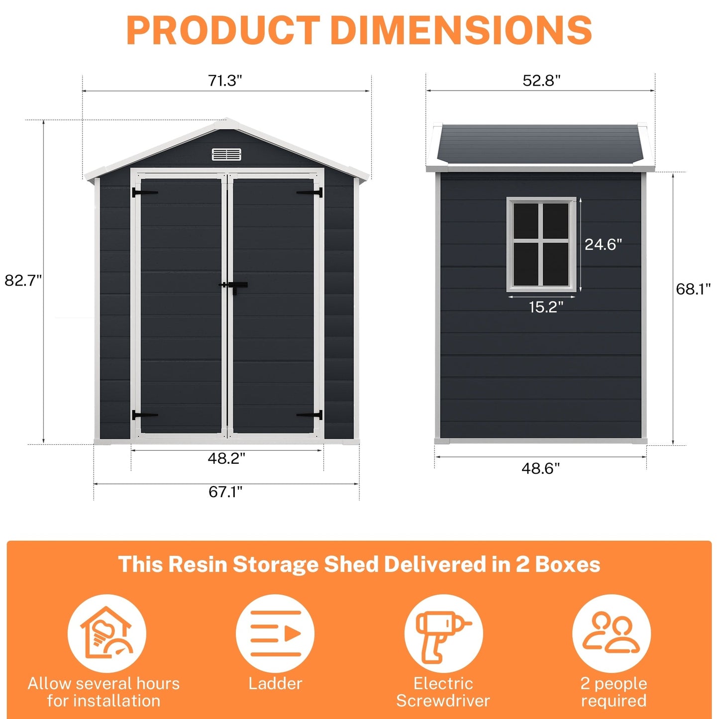 Abri de jardin en résine pour extérieur, résistant aux intempéries, avec plancher, Spire Tool Shed, 6 pi x 4 pi/6 pi x 8 pi/8 pi x 6 pi/8 pi x 10 pi