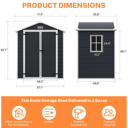 Abri de jardin en résine pour extérieur, résistant aux intempéries, avec plancher, Spire Tool Shed, 6 pi x 4 pi/6 pi x 8 pi/8 pi x 6 pi/8 pi x 10 pi