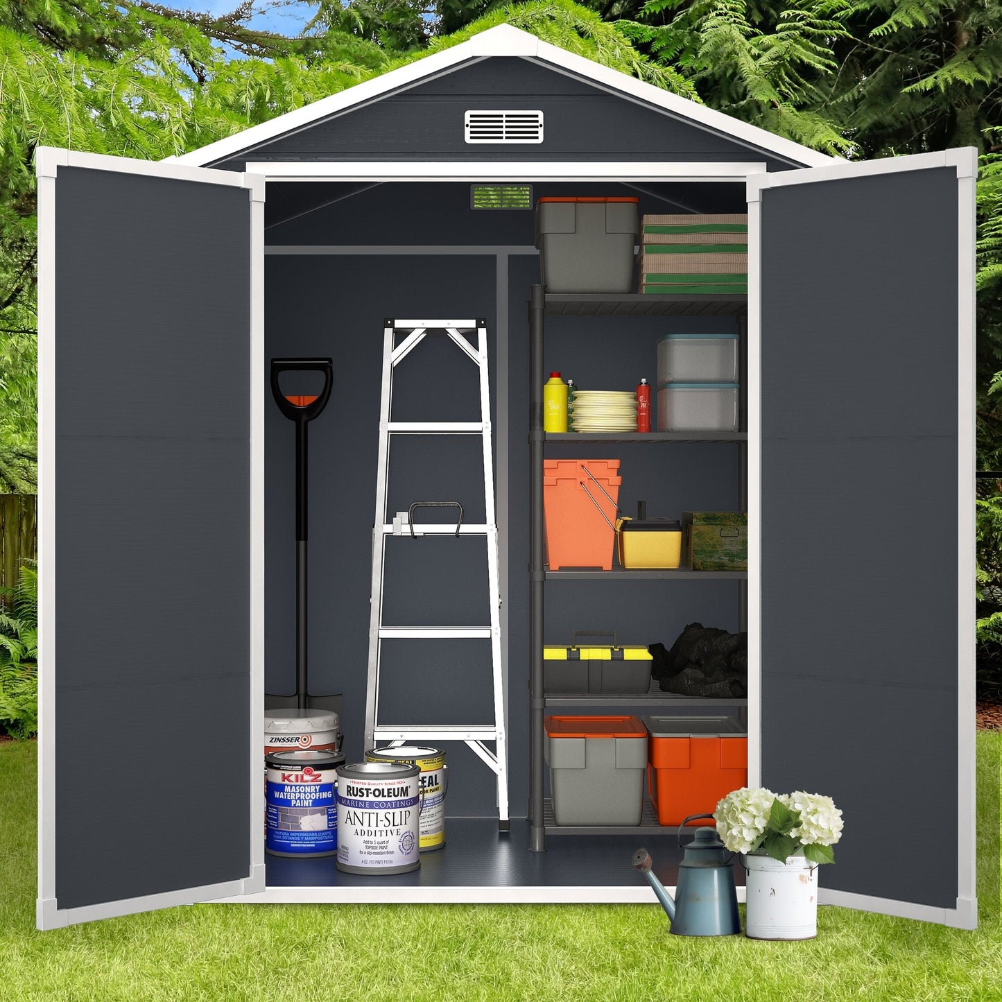 Abri de jardin en résine pour extérieur, résistant aux intempéries, avec plancher, Spire Tool Shed, 6 pi x 4 pi/6 pi x 8 pi/8 pi x 6 pi/8 pi x 10 pi