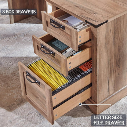 Bureau de direction en forme de L de style farmhouse, 60 pouces, bureau d'angle en bois, bureau d'ordinateur